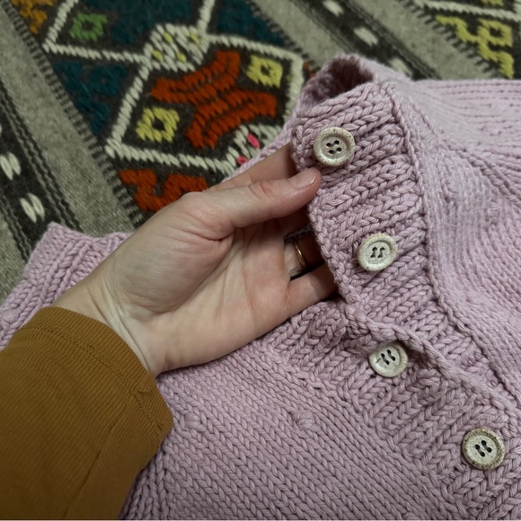 Handmade Bobble Sweater Sz M EUC 100% Cotton Dusty Pink - Picture 3 of 10